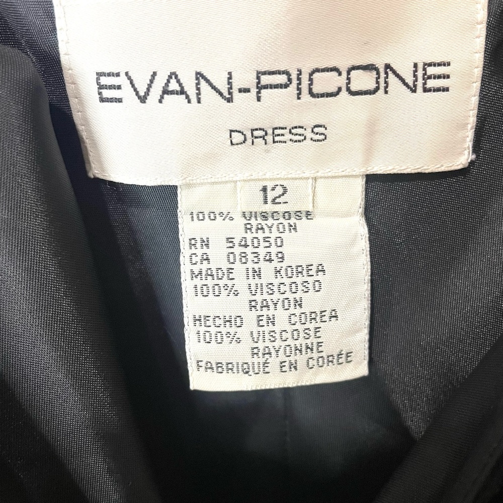 EVAN PICONE Y2K Black Floral Design Chiffon Shift Dress Ruffle Straps SZ 10 EUC - Picture 4 of 9